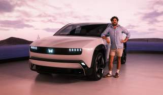 Auto Express senior staff writer Jordan Katsianis stood next to the Honda 0 SUV prototype